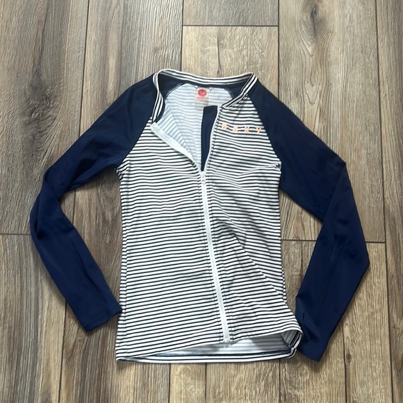 Navy blue and white striped Swim zip up from Roxy - Picture 1 of 2